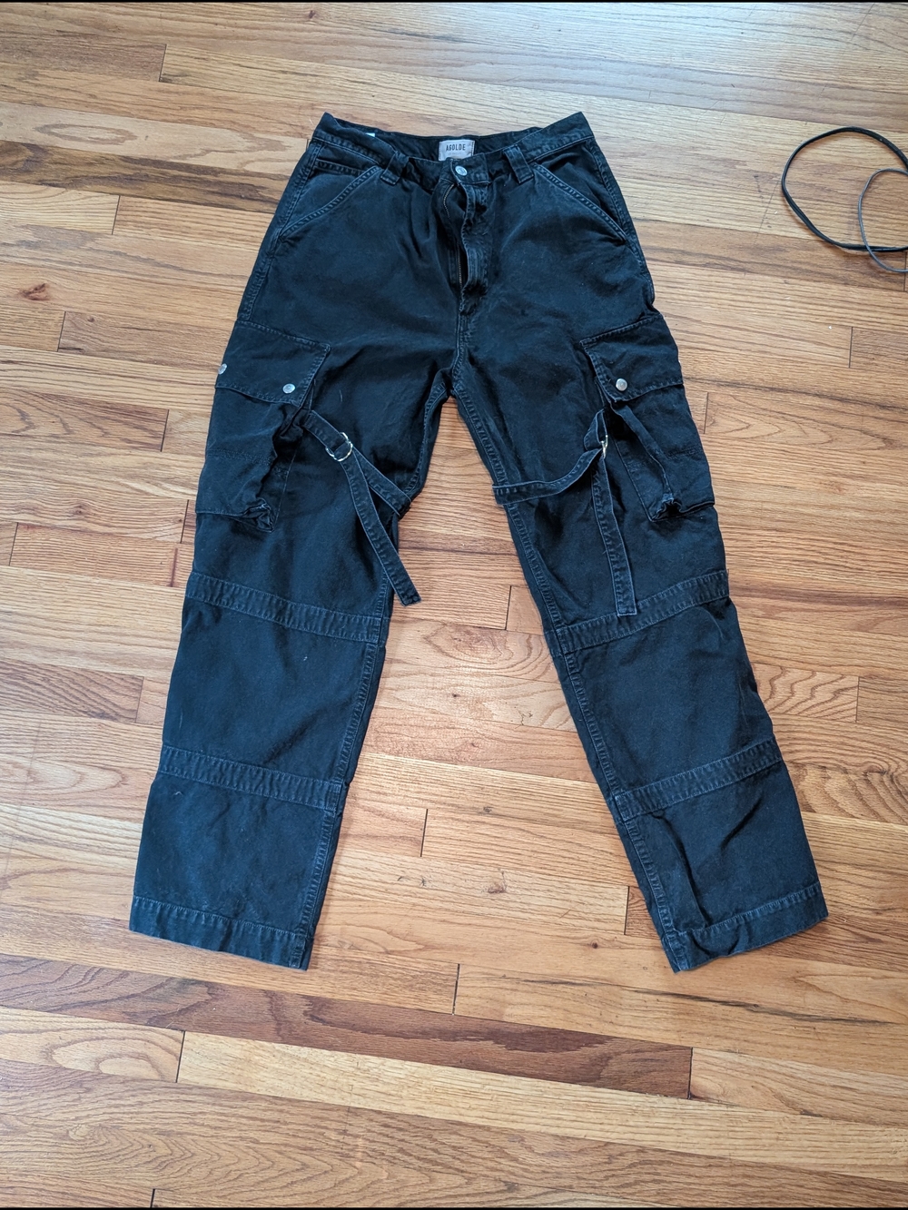 Agolde Vivian Strap Black Cargo Jeans